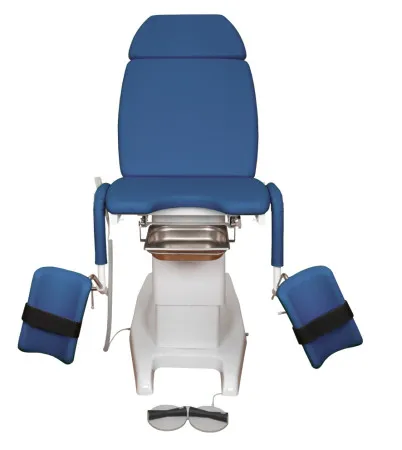 Кресло гинекологическое ДЗМО КГ-6 с электрической регулировкой высоты подколенников (синий)