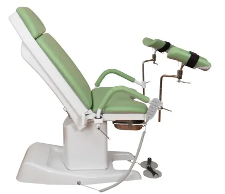 Кресло гинекологическое ДЗМО КГ-6 с ручной регулировкой высоты подколенников (зелёный)