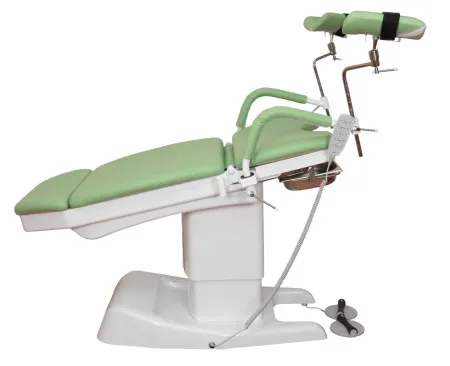 Кресло гинекологическое ДЗМО КГ-6 с ручной регулировкой высоты подколенников (зелёный)
