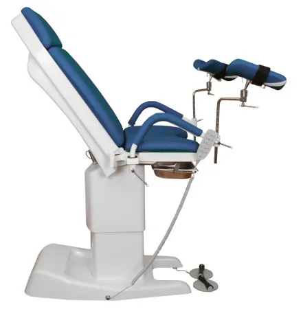 Кресло гинекологическое ДЗМО КГ-6 с электрической регулировкой высоты подколенников (синий)