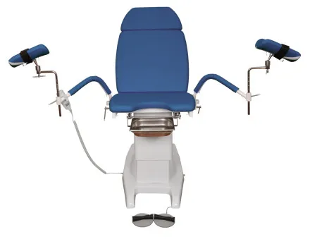 Кресло гинекологическое ДЗМО КГ-6 с электрической регулировкой высоты подколенников (синий)