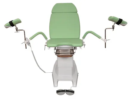 Кресло гинекологическое ДЗМО КГ-6 с электрической регулировкой высоты подколенников (зелёный)
