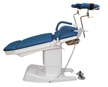 Кресло гинекологическое ДЗМО КГ-6 с электрической регулировкой высоты подколенников (синий)