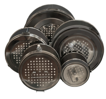 Коробка стерилизационная круглая с фильтрами ДЗМО КФ-3 (3 л) (нержавеющая сталь)