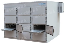 Холодильная камера для хранения тел умерших Поркка 3МУ4-12Д (12 мест, 3 секции, 12 дверей)
