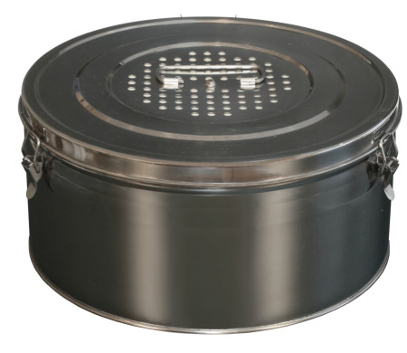 Коробка стерилизационная круглая с фильтрами ДЗМО КФ-18 (18 л) (нержавеющая сталь)