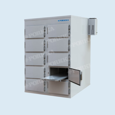 Холодильная камера для хранения тел умерших Поркка 2МУ5-10Д (10 мест, 2 секции, 10 дверей) (крашенная сталь, температура до -25 °С)