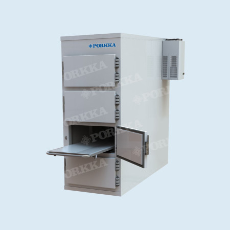 Холодильная камера для хранения тел умерших Поркка МУ4-4Д (4 места, 1 секция, 4 двери) (крашенная сталь, температура до -25 °С)