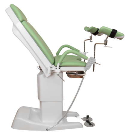 Кресло гинекологическое ДЗМО КГ-6 с ручной регулировкой высоты подколенников (зелёный)