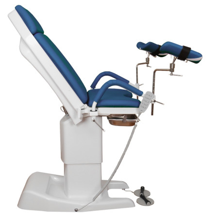 Кресло гинекологическое ДЗМО КГ-6 с электрической регулировкой высоты подколенников (синий)