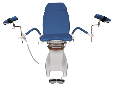 Кресло гинекологическое ДЗМО КГ-6 с электрической регулировкой высоты подколенников (синий)