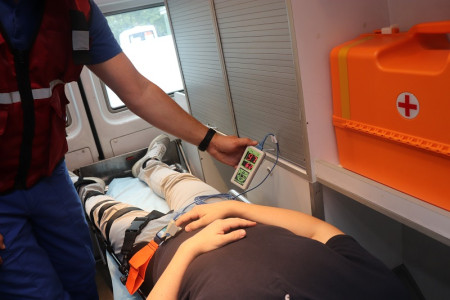 Пульсоксиметр портативный с автономным питанием Медплант Окситест-1 (с взрослым датчиком и с сетевым адаптером на 220 В, арт. 916)