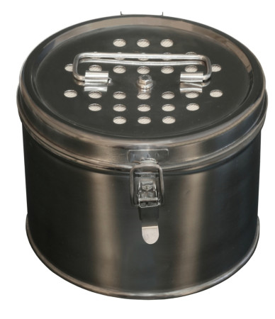 Коробка стерилизационная круглая с фильтрами ДЗМО КФ-3 (3 л) (нержавеющая сталь)